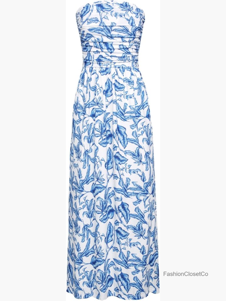 Strapless Ruched Maxi Dress With Pockets